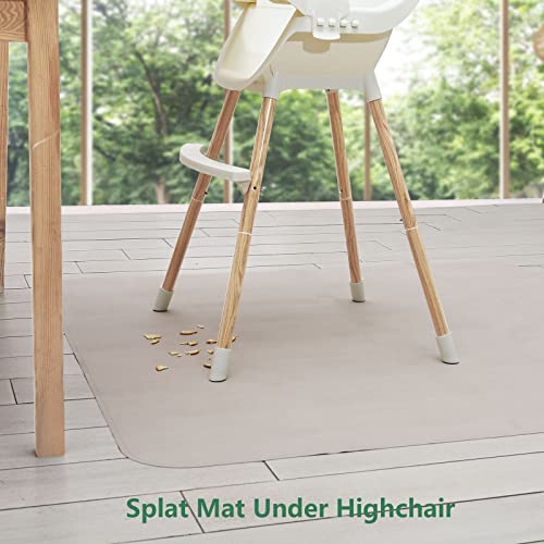 136cm (53in) Double Sided Vegan Leather Splat Mat Under High Chair, Large Waterproof Baby Play Mat, Wipe Clean Kids Mess Mat, Outdoor Picnic Blanket&Beach Mat, Non Toxic&Foldable, LEASURE