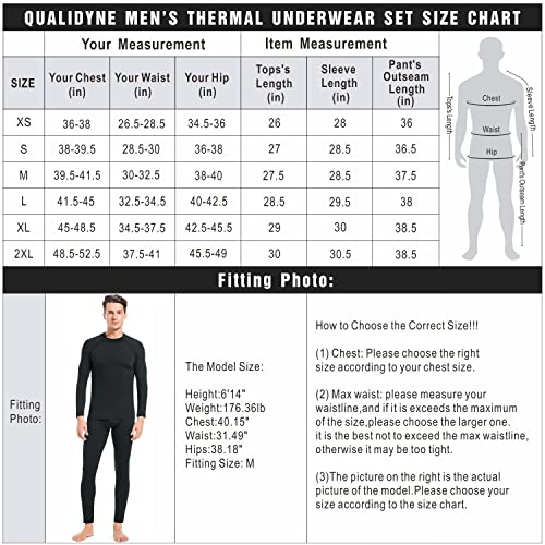 Men’s Thermal Underwear Fleece Lined Base Layer Long Johns Set Top and Bottom Winter Sports Suits