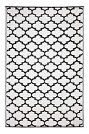 Tangier Trellis Plastic mats Rugs Reversible and Recycled for Home, Patio, Backyard, Deck, Picnic, Beach, Trailer, Camping (Black and White, 240cm x 300cm)