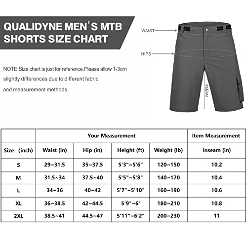 Mountain Bike Shorts for Men with 3D Padded Cycling MTB Shorts, Lightweight Loose Fit Bicycle Underwear Shorts, Grey + Detachable Underwear, X-Large