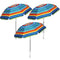 WILLBOND 3 Pack Beach Umbrellas for Sand 6.5FT Outdoor Portable Beach Umbrella with Sand Anchor UV 50+ Windproof Sunshade Umbrella with Tilt Pole Carry Bag for Beach Patio Garden (Red Blue Stripes)