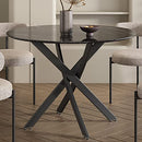 Round Dining Table MDF Marbling Black