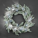 SHATCHI 55cm Pre-Lit Christmas Wreath Lapland Fir for Fireplaces Home Wall Door Stair Snow Flock Artificial Xmas Tree Garden Yard Decorations with 30 White LEDs