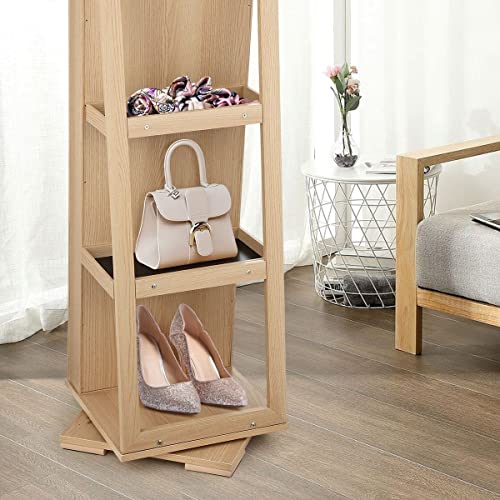 Jewellery Cabinet Standing 360 Degree Rotating Full-Length Mirror Jewelry Storage Organiser Armoire Gold