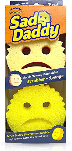 Scrub Daddy Sad Mommy and Daddy - Scratch-Free Multipurpose Dish Sponge - BPA Free & Made with Polymer Foam - Stain, Mold & Odor Resistant Kitchen Sponge (2 Count)