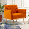 KIVENJAJA Velvet Accent Chair, Modern Comfy Tufted Upholstered Armchair for Living Room & Bedroom, Reading Arm Chair Single Sofa with Rose Gold Metal Legs, Orange