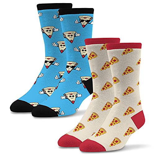 Socktastic Mens Pizza - 2 Pack Of Funny Novelty Socks, Casual Crew Fits Shoe Size 8-13, Pizza, Large US, Pizza, Large