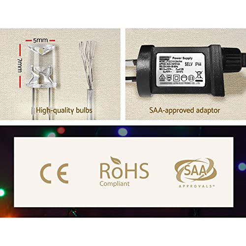Jingle Jollys Christmas Lights Multi Colour LED Icicle Light, Outdoor Decorations, 20m Long 800 Bulbs Water Resistant for Home Indoor Wedding Party Festival Decor