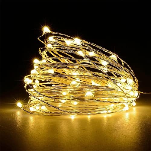 SHATCHI 20 Warm White LED Lights Micro Rice Silver Copper Wire Indoor Battery Operated Firefly String Fairy Lights Bunch Wedding Party Christmas Decorations Home Bedroom Décor