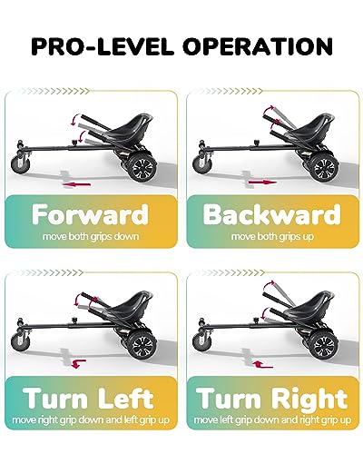 Gyroshoes Hoverboard Seat Attachment, Hover Board Accessory Go Kart Compatible with 6.5" 8" 10" Hoverboard, Hoverboard Go Kart for Kids and Adults with Adjustable Frame Length