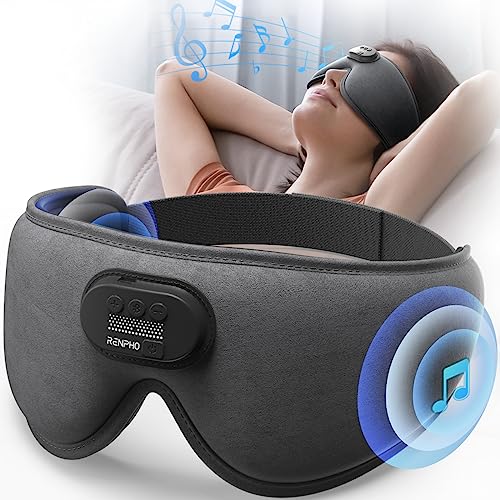 RENPHO EyeSnooze Sleep Mask - Ultra Soft HD Bluetooth Sleep Eye Mask with Music, Headphones for Side Sleepers/Men, Upgraded 3D Light Blocking Sleep Mask, Comfort Nigh Eye Mask, Ideal Gift