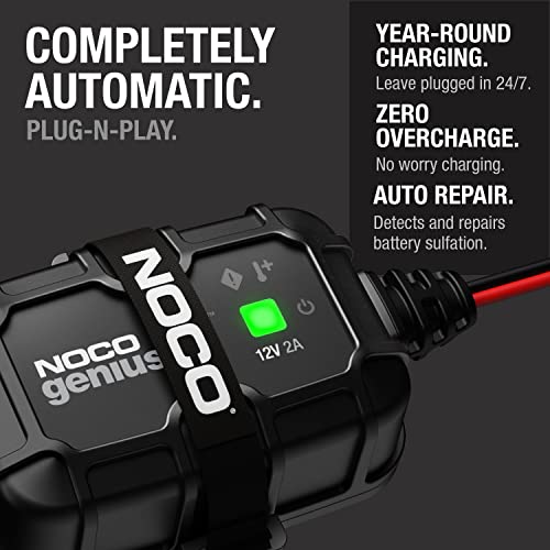NOCO GENIUS2DAU, 2A Direct-Mount Onboard Battery Charger, 12V Car Battery Charger, Battery Maintainer, Trickle Charger and Desulfator for Automotive, Marine, AGM, and Deep-Cycle Batteries