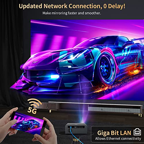 Projector 4K Daylight for Outdoor Use, 12000LM Native 1080P Projector with LAN 5G WiFi Bluetooth, 300" Screen Smart TV Projector with Android 9.0 OS 2G+16G for Gaming Camping Home Cinema