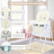 BABY JOY Baby High Chair, Folding Highchair for Toddlers w/Adjustable Height, Recline Backrest & Footrest, Portable High Chair Baby Dinning Chair w/Wheels, Removable PU Leather Seat (Beige)