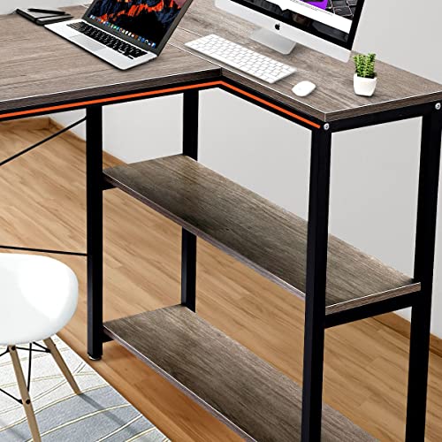 Luxsuite Computer Desk with Shelf L Shape Study Table Writing Workstation Corner Desk Home Office Oak