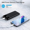 Charmast Power Bank 20W PD &QC 3.0, 10400mAh Slim USB C Portable Charger, LED Display External Battery Charger with 2 Input and 3 Output, Compatible with iPhone12/Pro, Samsung, Tablets and More