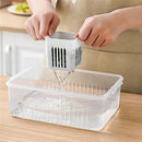 [1 Pack]Fridge Food Storage Containers with Lids Airtight Refrigerator Food Fresh Box with 6 Pcs Detachable Drain Basket Vegetables Sealed Keeper for Ginger Garlic Onion (1)