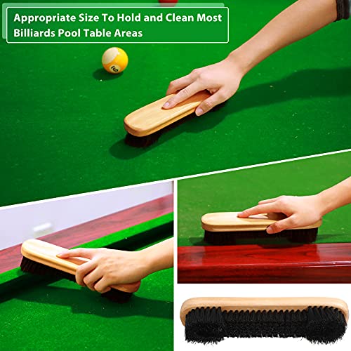 3 Set Billiards Pool Table and Rail Brush Including 12 Pieces Pool Cue Chalk Cubes Snooker Table Wooden Cleaning Brush Kit Table Billiards Accessories, 9 Inches (Beige)