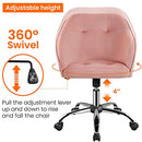 Yaheetech Velvet Desk Chair, Makeup Vanity Chair with Adjustable Tilt Angle, Modern Swivel Office Chair Upholstered Armchair Study Chair for Living Room and Makeup Room Pink