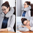 Inflatable Travel Neck Pillow, Koficat Portable Airline U-Shaped Pillow with Portable Packsack, Ergonomic Arc-Designed Support for The Head and Neck, for Airline/Train/Car Seat/Outdoor