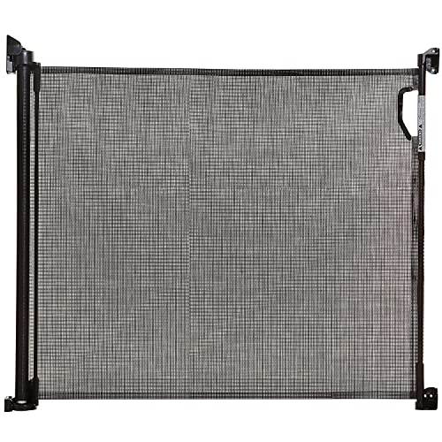 Dreambaby Retractable Baby Safety Gate - Extra Wide & Tall Mesh Gate - Fits up to 55" (140cm) Wide & 36.6" (93cm) Tall - with 2 Sets of Mounting Brackets (Included) - Black - Model F943