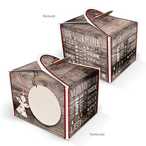 Logbuch-Verlag 24 DIY Advent Calendar Boxes 8 x 6.5 x 5.5 cm + Number Stickers 1-24 Photo Motifs Brown Red - Christmas Box