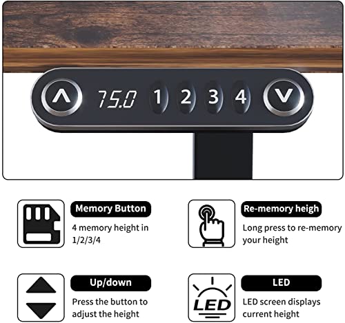 Radlove Height Adjustable Electric Standing Desk with Drawer, 55 x 30 Inch(140x76CM) Stand Up Workstation, Computer Desk with Splice Board, Home Office Ergonomic Desk, Brown Top + Black Frame