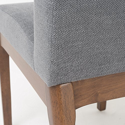 Christopher Knight Home Kwame Fabric/Walnut Finish Dining Chairs, 2-Pcs Set, Dark Grey