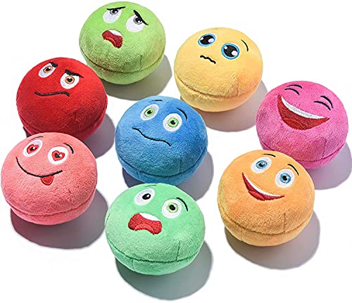 Squeaky Dog Toys, [8 Pack] Soft Stuffed Plush Balls with Squeakers, Interactive Fetch Play for Puppy Small Medium Pets (8 Colors)