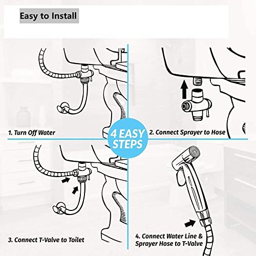 Handheld Toilet Sprayer, Bidet Sprayer, Full Pressure & Stainless Steel & Leakproof Handheld Bathroom Toilet Jet Sprayer Set with Hose, Great Water Very Suitable for Personal Hygiene/Pet Bath