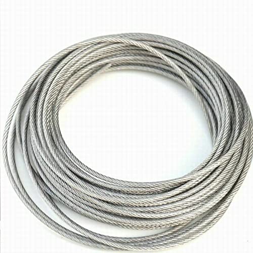 AcbbMNS 2mm Wire Rope 304 Stainless Steel Cable Wire Plastic Coated Rope 20M, 7 x 7 Strands Construction Braided, Clothes Line for Deck Railing, Outdoor, Yard, Garden or Crafts