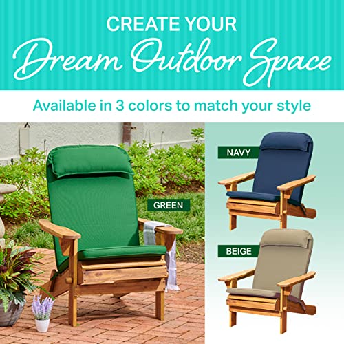 Plant Theatre Adirondack Chair Cushion - High Back Patio Chair Cushion for Outdoor Furniture - Outdoor Chair Cushions for Rocking Chairs, Front Porch, Yard and Lawn Furniture - 49" x 22" Navy Blue