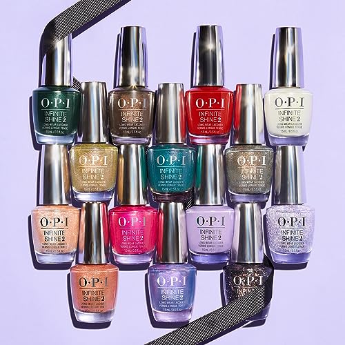 OPI Infinite Shine, Opaque Shimmer Finish Green Nail Polish, Up to 11 Days of Wear, Chip Resistant & Fast Drying, Holiday 2023 Collection, Terribly Nice, Peppermint Bark and Bite, 0.5 fl oz