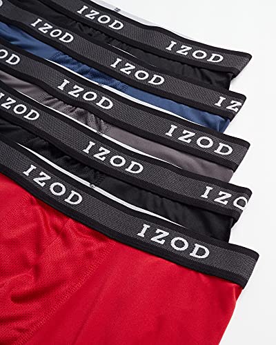 IZOD Men's 5 Pack Performance Cycle Boxer Brief, Magnet/Dress Blues/Chili Pepper/Black, M