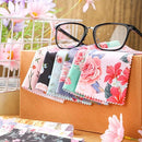 20 Pcs Microfiber Cleaning Cloth Elegant Flower Design Microfiber Cloth Soft Multicolor Glasses Cleaner Cloth for Eyeglasses Camera Lens Cell Phone Screens Glasses, 6 x 6 Inches (Flower)