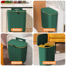 USOR Hanging Kitchen Trash Can with Lid| Green Recycle Kitchen Waste Bins Small Plastic Rubbish Bin Wall Mounted Recycling Garbage Can Under Sink Countertop Compost Bin in Bedroom Bathroom Rv