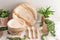 125 Disposable Leaf/Bamboo Plates and Cutlery Pack for a 25 People Eco Dinner Party | Compostable | Eco Friendly | Bio Degradable | Sturdy Than Paper Plastic Plate