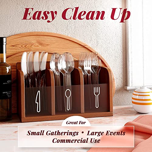 300 Pieces Plastic Cutlery, Plastic Spoons, Plastic Forks, Party Cutlery, Reusable, 100 Knives, Forks and Spoons, Party Tableware Reusable & Robust Party Cutlery