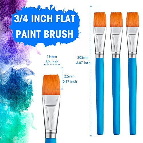 10 Pieces 3/4 Inch Flat Paint Brushes Acrylic Paint Brush Artist Craft Paint Brushes Watercolor Small Brush Bulk Painting Brush Art Detail Oil Brush for Kid Adult(Sky Blue,8.1 x 0.9 x 3/4 Inch)