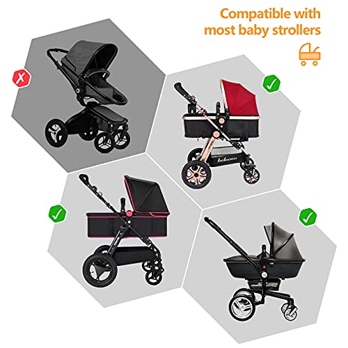 Hianjoo Baby Stroller Sun Cover, Sun Shade for Stroller Universal Baby Stroller Umbrella Baby Carriage Awning Waterproof Anti-UV 50+ Stroller Cover Trolley Canopy Rolling Blind Function, Black