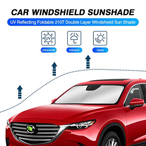 KUST Windshield Sun Shade for Mazda CX-9 2016-2024 CX9 Accessories Sunshade Window Sun Visor Protector Foldable Blocks UV Rays Keep Your Car Cool