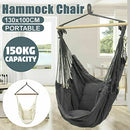 Portable Hanging Hammock Chair Swing Garden Outdoor Camping Soft Cushions (Beige with Pillow)