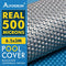 ALFORDSON Pool Cover 500 Microns Bubble 6.5M X 3M Solar Swimming Blanket with Isothermal Design, Keep Pool Clean and Easy to Cut - Blue and Silver