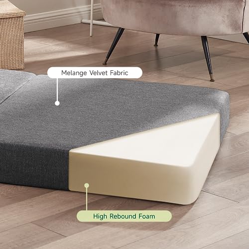 Z-hom Folding Sofa Bed, 6 inch Memory Foam Couch, Convertible Sleeper Chair Floor Mattress Couch, Folding Mattress with Pillow & Washable Cover for Living Room/Bedroom/Guest 76" x 39" x 6"(Dark Grey)