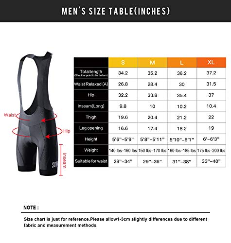 Souke Sports Men's Cycling Bib Shorts 4D Padded Bike Biking Pants Breathable Compression Bicycle Tights Black