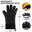AMEITECH BBQ Gloves, 3 in 1 Grill Accessories with Oven Mitts, Grill Brush, Grilling Tong, Heat Resistant Waterproof Non-Slip Silicone Grilling Gloves for Barbecue, Cooking, Smoker, Black