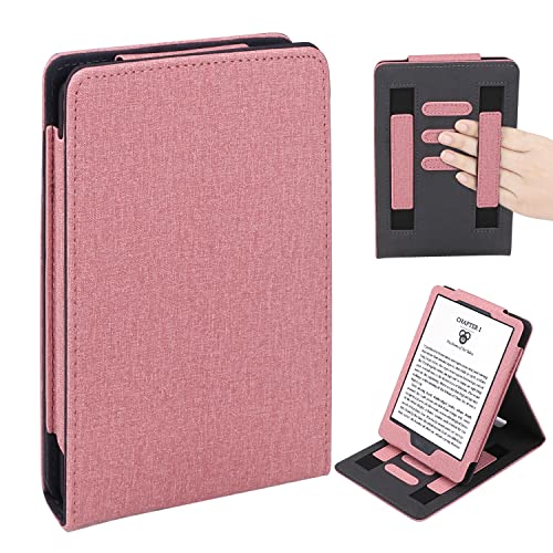 WALNEW Flip Case for All-New Kindle 11th Generation (2022 Released) – Two Hand Straps PU Leather Vertical Multi-Viewing Stand Cover with Auto Wake/Sleep Fits Kindle 11th Generation 2022