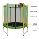 Genki 60 Inch Kids Round Trampoline with Safety Enclosure & Basketball Hoop Outdoor Jumping Toy Gift