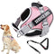 UPET No Pull Dog Harness Reflective Heavy Duty Adjustable Service Puppy Emotional Support Pet Vest Harnesses for Small Medium Large Dogs Walking(Inclouded 1*Dog Seat Belt 2*Removeable Tags)(Pink L)