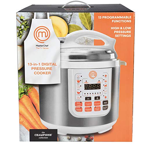 MasterChef 13-in-1 Pressure Cooker - 5.6L Digital Electric Multi Cooker with 13 Programmable Functions - High and Low Pressure Cooking Options, LED Display, Delay Timer and Non-Stick Cooker